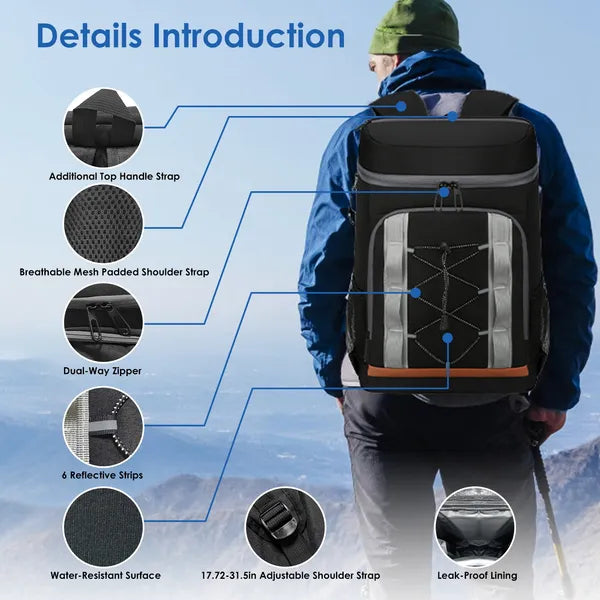 36-Can Insulated Leakproof Cooler Backpack for Camping & Road Trips