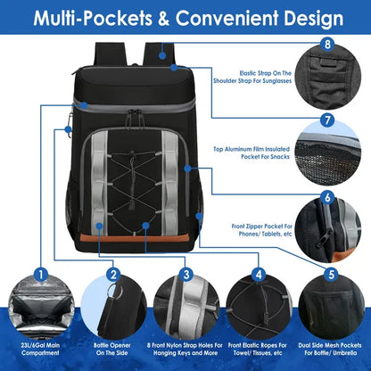 36-Can Insulated Leakproof Cooler Backpack for Camping & Road Trips