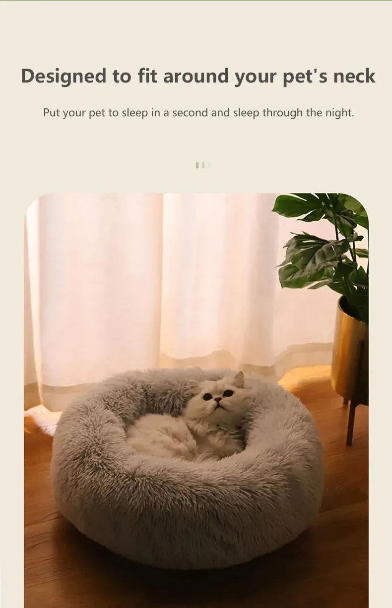 40-70cm Home Plush Pet Nest Super Soft Warm Detachable and Washable Round Pet Bed For Dog and Cat House Winter Warm Sleeping